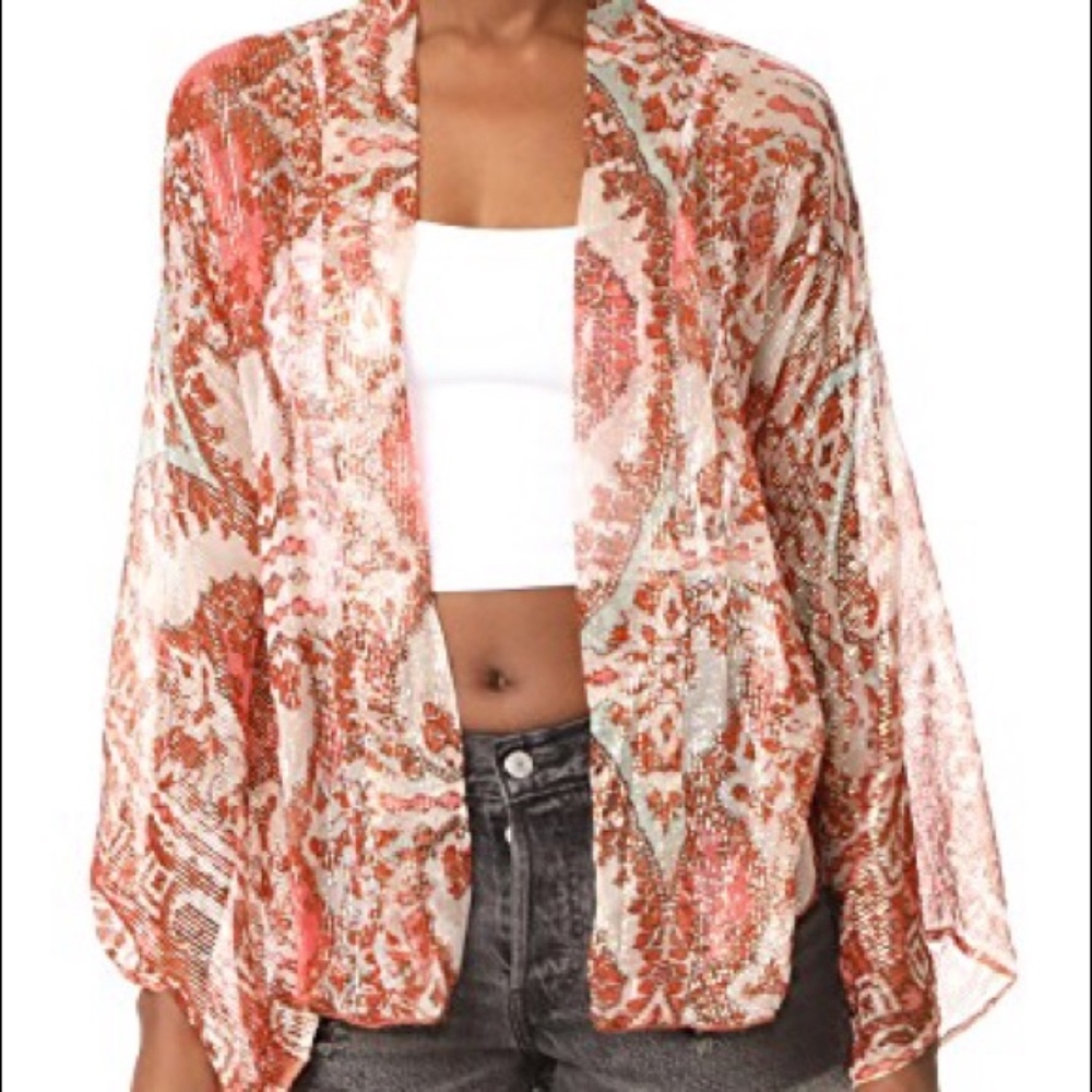 Free People Fleur De Lis Printed Kimono XS - Picture 3 of 8
